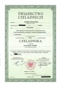 Świadectwo kwalifikacji zawodowych (naturopata)